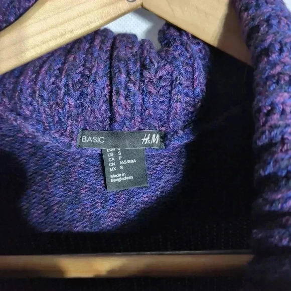 Cowl collar long sleeve Tunic sweater by H&M Purple multi color sz S - Picture 2 of 4